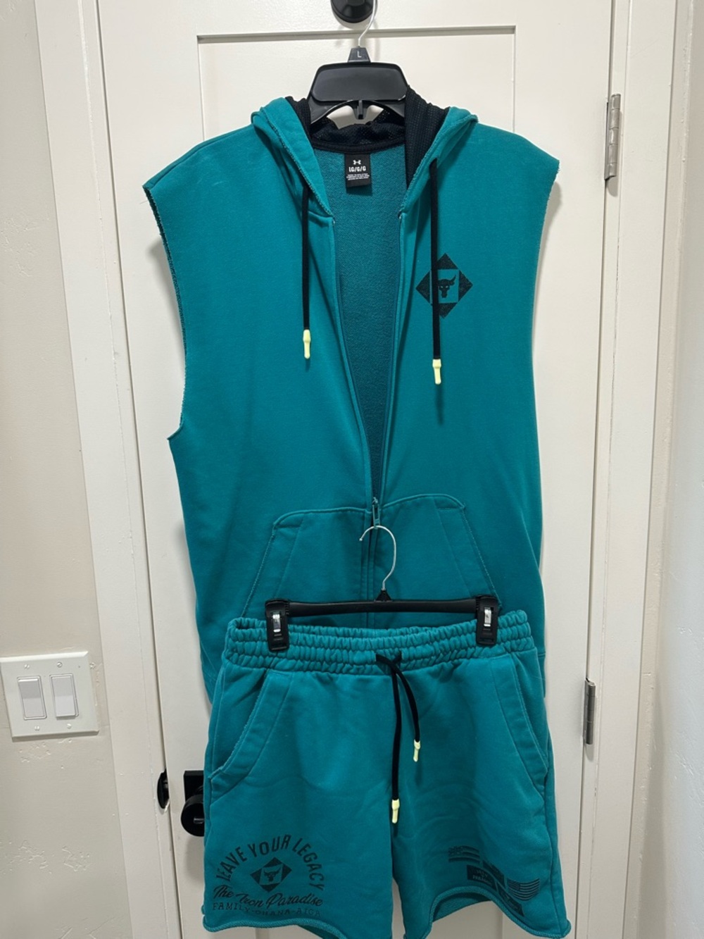 Under Armour Teal Sleeveless Hoodie & Shorts Set